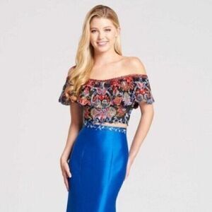 Ellie Wilde Mon Cherie Dress Top Size XS NWT Black Beaded Crop Pageant Formal